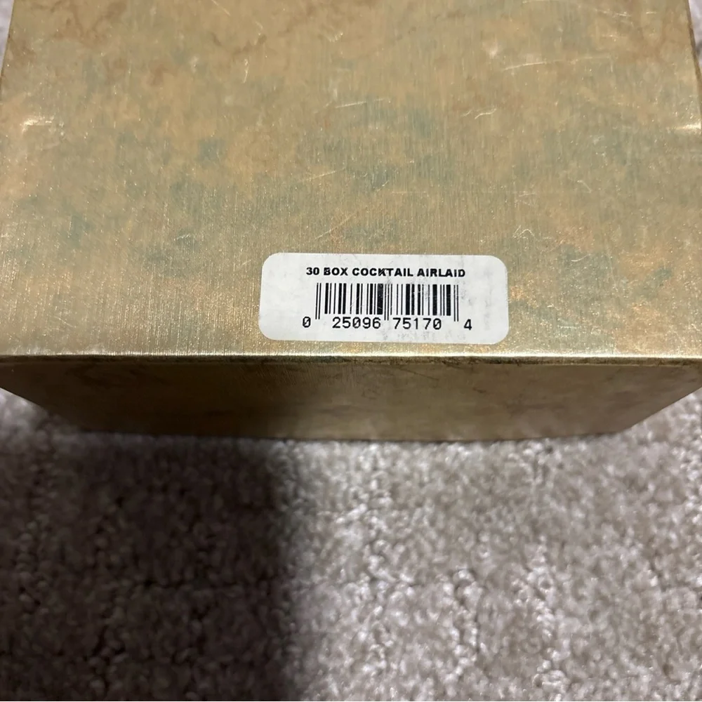 Caspari Box Of 30 Cocktail Airlaid Napkins Initial S Green